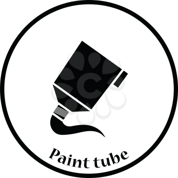 Paint tube icon. Thin circle design. Vector illustration.