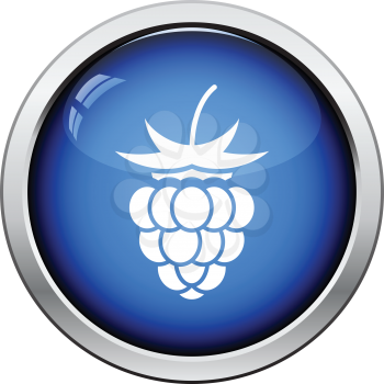 Icon of Raspberry. Glossy button design. Vector illustration.