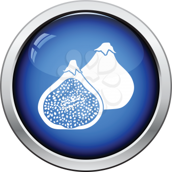 Icon of Fig fruit. Glossy button design. Vector illustration.