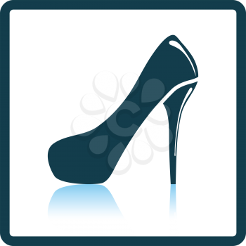 Female shoe with high heel icon. Shadow reflection design. Vector illustration.
