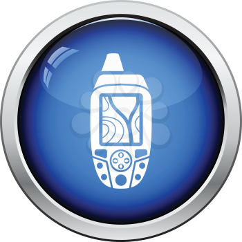 Portable GPS device icon. Glossy button design. Vector illustration.