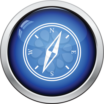 Compass icon. Glossy button design. Vector illustration.