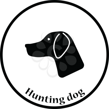 Hunting dog had  icon. Thin circle design. Vector illustration.