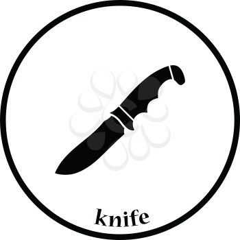 Hunting knife icon. Thin circle design. Vector illustration.