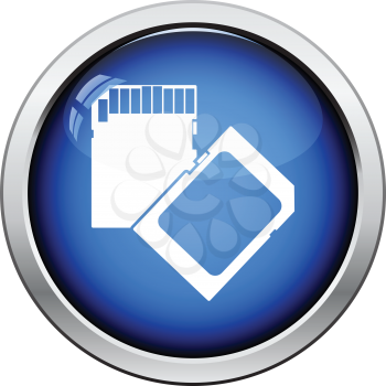 Memory card icon. Glossy button design. Vector illustration.