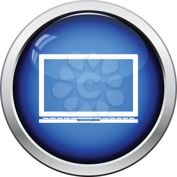Laptop icon. Glossy button design. Vector illustration.