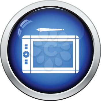 Graphic tablet icon. Glossy button design. Vector illustration.