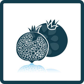 Icon of Pomegranate. Shadow reflection design. Vector illustration.