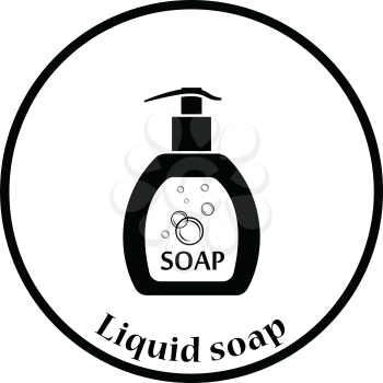 Liquid soap icon. Thin circle design. Vector illustration.