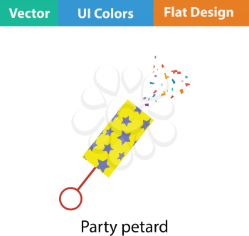 Party petard  icon. Flat color design. Vector illustration.