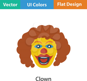 Party clown face icon. Flat color design. Vector illustration.