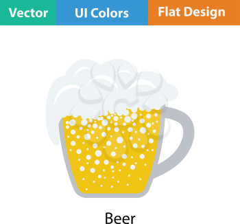 Mug of beer icon. Flat color design. Vector illustration.
