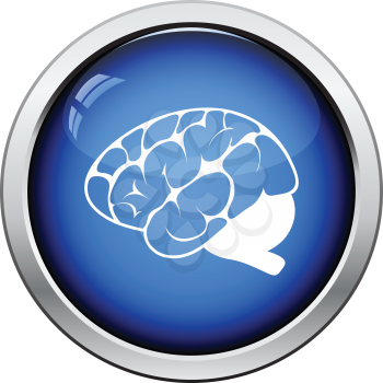 Brain icon. Glossy button design. Vector illustration.