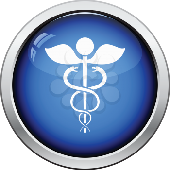 Medicine sign icon. Glossy button design. Vector illustration.