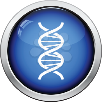 DNA icon. Glossy button design. Vector illustration.
