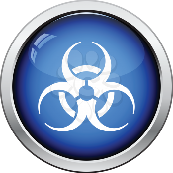 Biohazard icon. Glossy button design. Vector illustration.