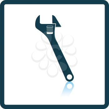 Icon of adjustable wrench. Shadow reflection design. Vector illustration.