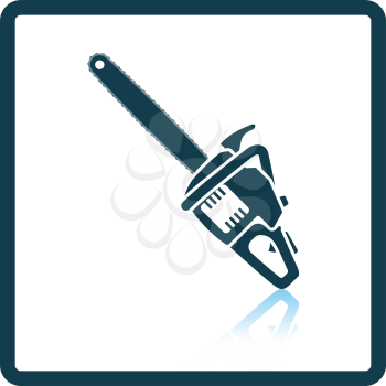 Icon of chain saw. Shadow reflection design. Vector illustration.