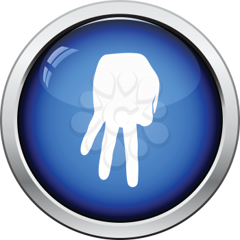 Baseball catcher gesture icon. Glossy button design. Vector illustration.