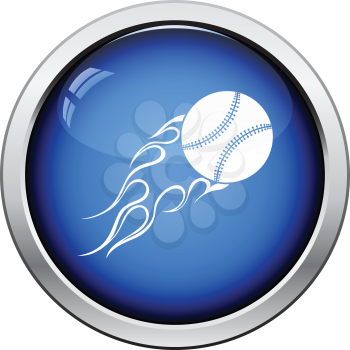 Baseball fire ball icon. Glossy button design. Vector illustration.