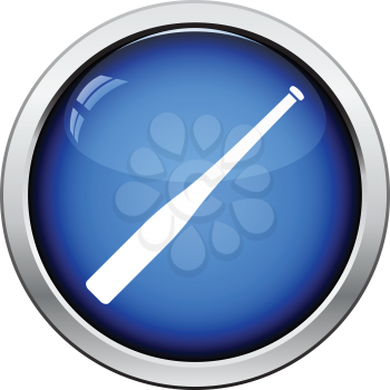 Baseball bat icon. Glossy button design. Vector illustration.