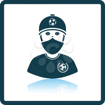 Football fan with covered  face by scarf icon. Shadow reflection design. Vector illustration.