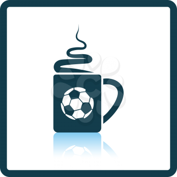 Football fans coffee cup with smoke icon. Shadow reflection design. Vector illustration.