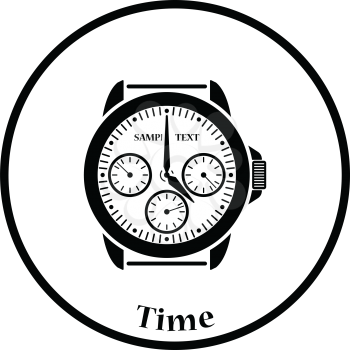 Icon of Watches. Thin circle design. Vector illustration.