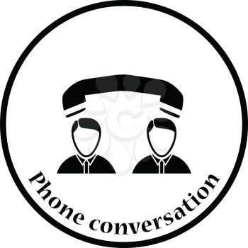 Icon of Telephone conversation. Thin circle design. Vector illustration.