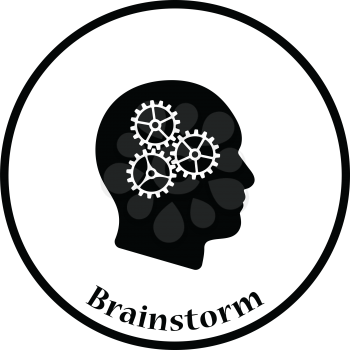 Icon of Brainstorm. Thin circle design. Vector illustration.