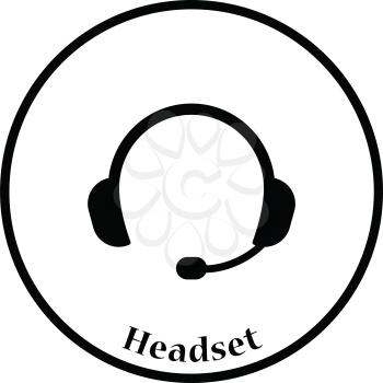 Headset icon. Flat color design. Vector illustration. Thin circle design. Vector illustration.