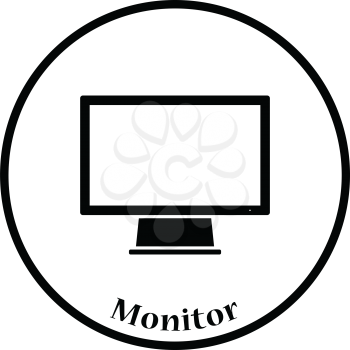 Monitor icon. Flat color design. Vector illustration. Thin circle design. Vector illustration.