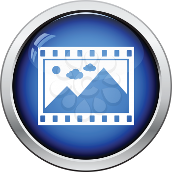 Film frame icon. Glossy button design. Vector illustration.