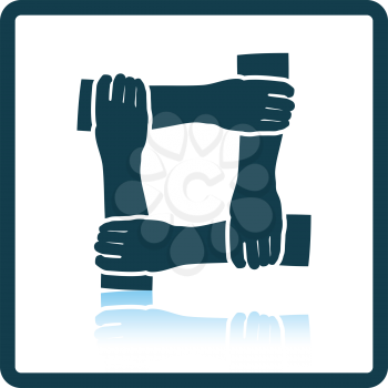 Icon of Crossed hands. Shadow reflection design. Vector illustration.