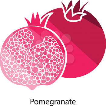 Pomegranate icon. Flat color design. Vector illustration.