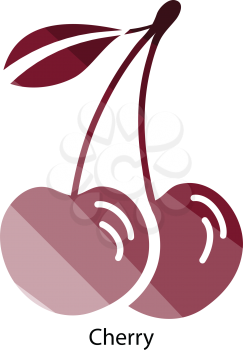 Cherry icon. Flat color design. Vector illustration.