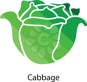 Cabbage icon. Flat color design. Vector illustration.