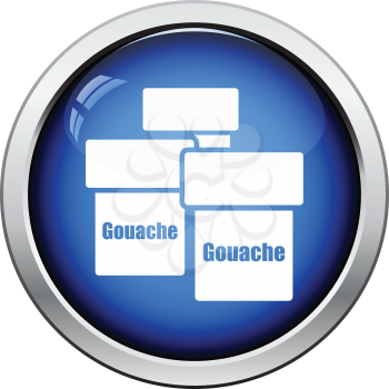 Gouache can icon. Glossy button design. Vector illustration.