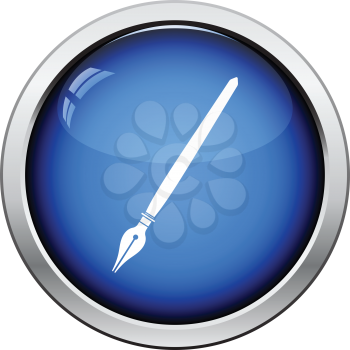 Fountain pen icon. Glossy button design. Vector illustration.