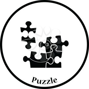 Baby puzzle icon. Thin circle design. Vector illustration.
