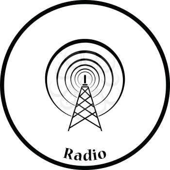 Radio antenna icon. Thin circle design. Vector illustration.