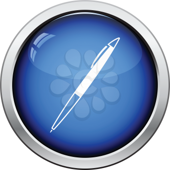 Pen icon. Glossy button design. Vector illustration.
