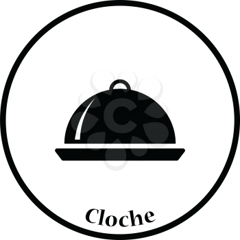 Restaurant  cloche icon. Thin circle design. Vector illustration.