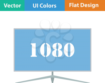 Wide tv icon. Flat color design. Vector illustration.