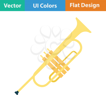 Horn icon. Flat color design. Vector illustration.