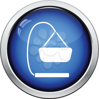 Baby hanged cradle icon. Glossy button design. Vector illustration.