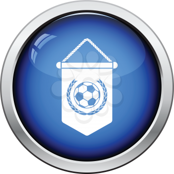 Football pennant icon. Glossy button design. Vector illustration.