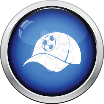 Football fans cap icon. Glossy button design. Vector illustration.