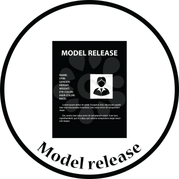 Icon of model release document. Thin circle design. Vector illustration.