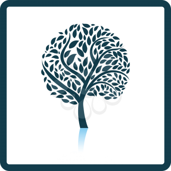 Ecological tree with leaves icon. Shadow reflection design. Vector illustration.